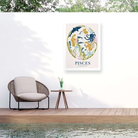Trademark Fine Art Outdoor Canvas Art Jenny Liz Rome Jlr Pisces Wall Art for Patios, or Gardens 1X27945-OC1419WR