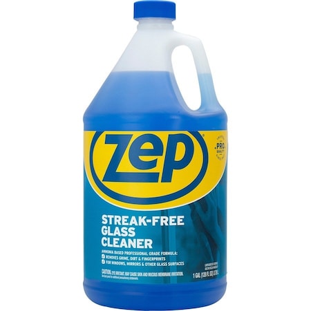 Zep Liquid Glass Cleaner, 1 gal., Blue, Pleasant, Plastic Spray bottle, 4 PK ZU1120128
