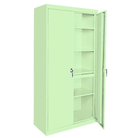 Steel Cabinets Usa Adjustable Storage Cabinet, 72 in H, 48 in W, Pastel Green, 4 Shelves AAH-48RB-PT GRN