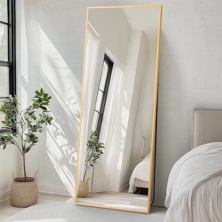 Simple Deluxe Mirror Full Length, 71'x26' Full Body Mirror with Stand, Bedroom Mirror Full Length, Extra Large Al 3A88MIROZJ2671GLD