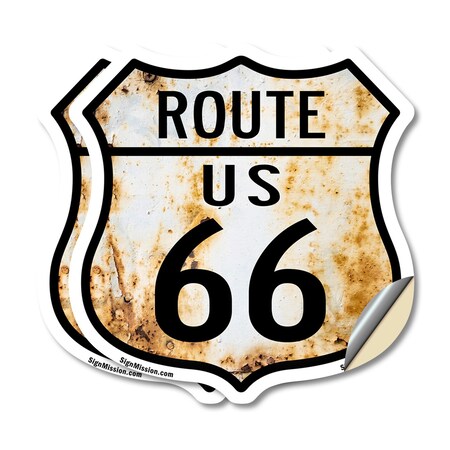 Signmission Route Us 66 Rustic, 6 inch X 6 inch, Vinyl Decal, 2PK SHI-D-2PACK-6-485