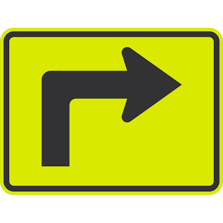 Lyle Right Directional Arrow (with Sharp Turn Symbol), 24x18, Diamond Grade, Yellow Green G-11877-DG_24x18