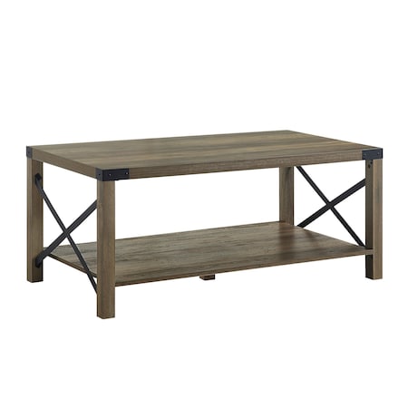 Homeroots 47" Oak Wood Coffee Table With Shelf 490577