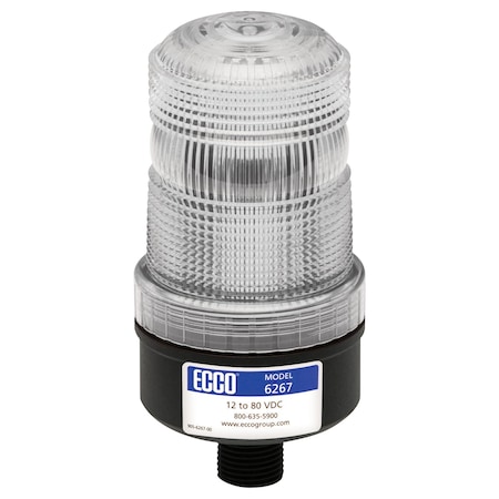 Ecco Led Beacon, 12-80Vdc, 0.5" Pipe, Clear 6267C
