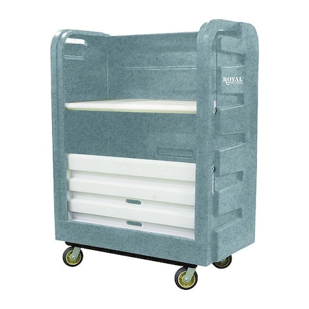 Royal Basket Trucks Linen Cart, Molded Plastic Shelves G48-GRG-TPC-6UNN