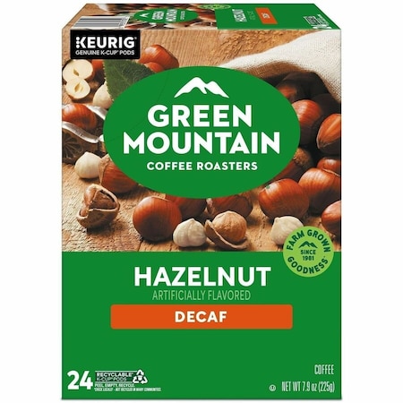 Green Mountain Coffee Coffee, Hazelnut, Pod, Decaffeinated, Ground, 7.92 oz, 24 PK 7792