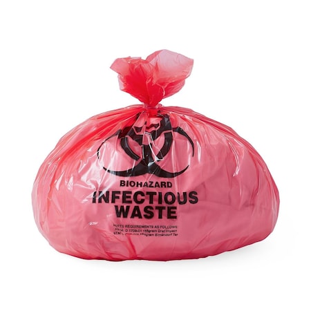 Medline Biohazard Liner, Red, 24 x 32, 1.2 Mil, 25/Roll, 20 rolls (500 Liners)/Case, 500PK EVSBL243212RP