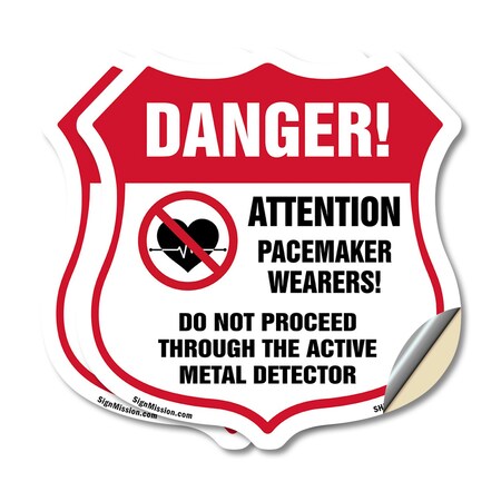 Signmission Pacemaker Wearers Shield Sign Danger! At, 18 inch X 18 inch, Vinyl Decal, 2PK SHI-D-2PACK-18-428