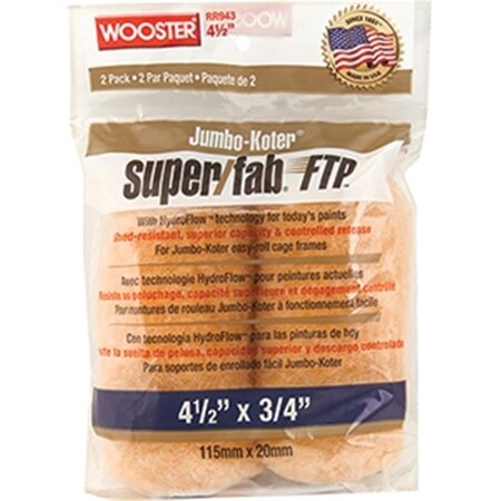 Wooster RR943 4.5 in. Jumbo-Koter Super Fab Ftp 0.75 in. Roller Cover, 2PK 71497179807
