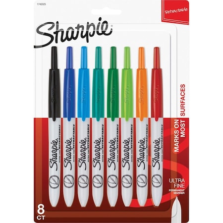 Sharpie Permanent Marker Set, Assorted Colors, Ultra Fine Tip, Capped, 8 PK 1742025