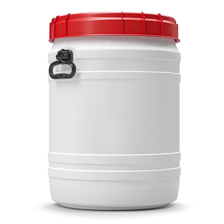 Curtec Total Opening Drum with lid, HDPE, 64L, white - red, handles 6943-91-046