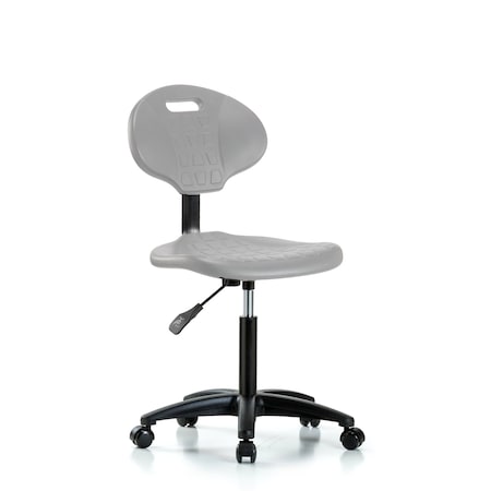 Blue Ridge Ergonomics Erie Polyurethane Chair - Medium Bench Height with Casters in Gray Polyurethane TPMBCH-RG-A0-NF-RC-GRY