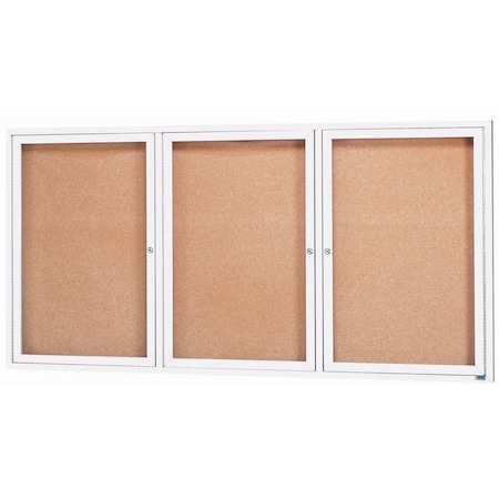 Aarco Illuminated Enclosed Bulletin Board w/ White Powder Coated Al Frame, 48''Hx96''W DCC4896-3RIW