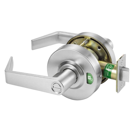 Yale Grade 1 Privacy Cyl Lock, Non-Keyed, Augusta Lever, Green/Red, Satin Chrome AUYPL02 626