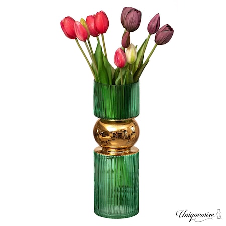 Uniquewise 12-Inch Decorative Green Tall Glass Vase - Modern Minimalist Decor for Parties, and Special QI004735.GN.S
