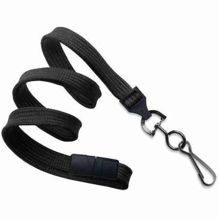 Brady LANYARD STANDARD, BLACK, 3/8in, FLAT WOVEN BREAK-AWAY LANYARD W/BLACK-OX SWIVEL HOOK 2137-3771