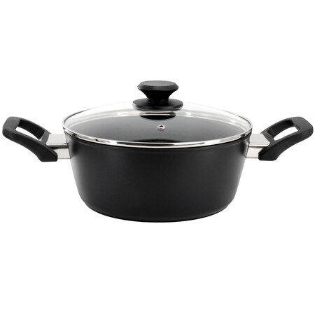 Oster Connelly 4 Quart Textured Nonstick Aluminum Dutch Oven with Lid in Black 141064.02