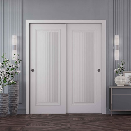 Sartodoors Sliding Closet Bypass Doors 72x96 inches White Solid Core Modern Interior ROYAL9888DBD-EMAL-7296