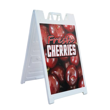 Signmission Fresh Cherries, A-Frame & 2 Decals Installed, Heavy-Duty Plastic Frame SBHD-D-2436-Fresh Cherries