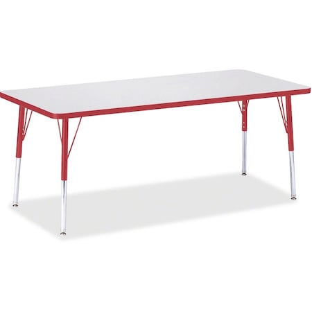 Jonti-Craft Berries Rectangle Activity Table, 30 in. x 72 in., E-height, Freckled Gray/Red/Gray 6413JCE008