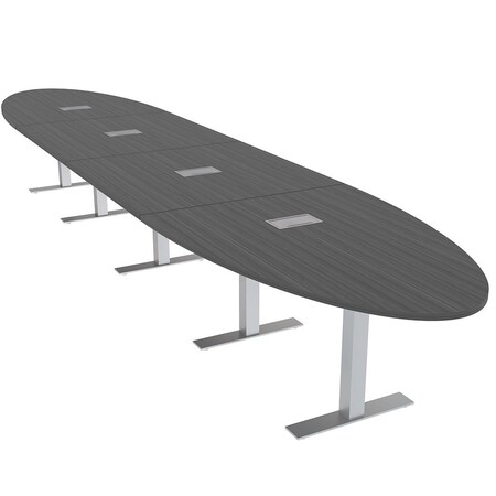 Skutchi Designs 16 Person Conference Table With Power Unit | 18' Oval Table | Harmony Series HAR-OVL-48X216-T-WA7949-ESIL