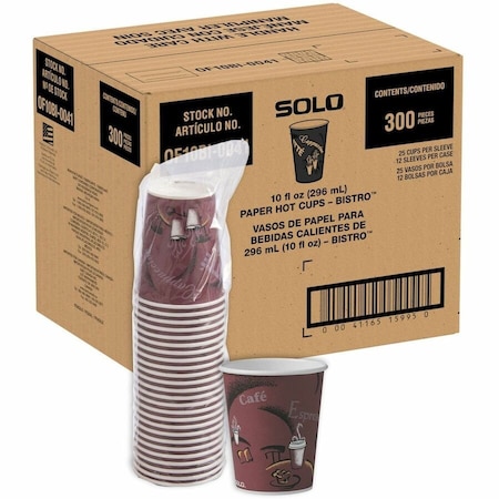 Solo Paper Hot Cups, 10 oz, Bistro Design, 300PK OF10BI0041
