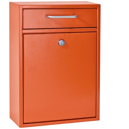 Mail Boss Olympus Locking Wall-Mount Drop Box, Orange, 16-Gauge Steel 805933
