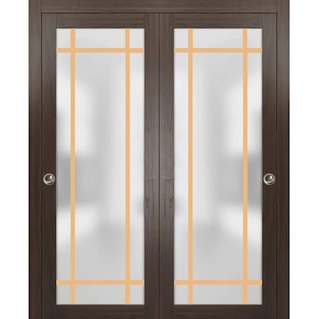 Sartodoors Sliding Closet Bypass Doors with Hardware Planum 2113 64x80 (2* 32x80) Solid Core Modern Interior PLANUM2113DBD-CA-64 x 80 (2* 32x80)