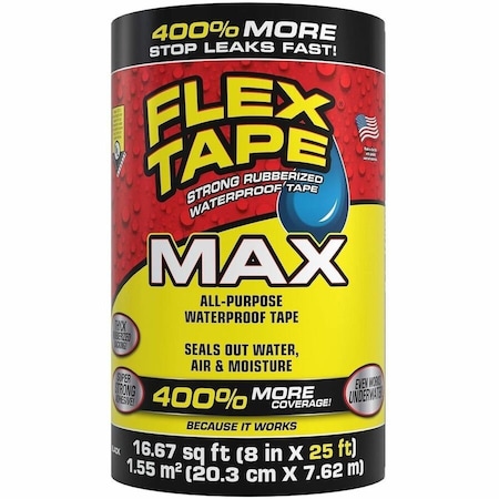 Flex Seal Flex Tape Black Max 8In X 25Ft Tape TFSMAXBLK08