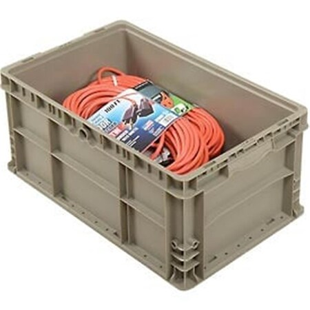 24 x 15 x 11 in. Straight Wall Container Solid Stackable, Gray