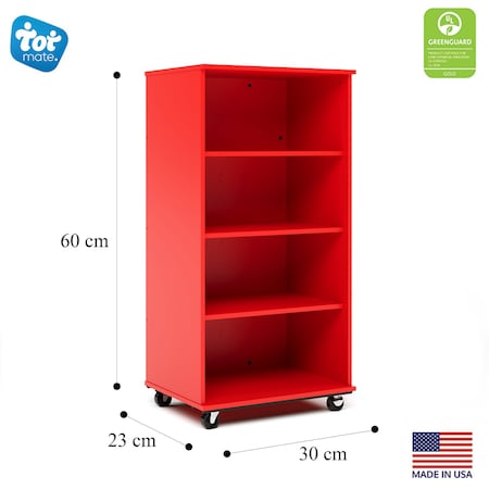 Tot Mate Mobile Wood Cabinet, Red, 30 in W x 30 in L x 60 in H x 23 in D TMM511A.M0C85