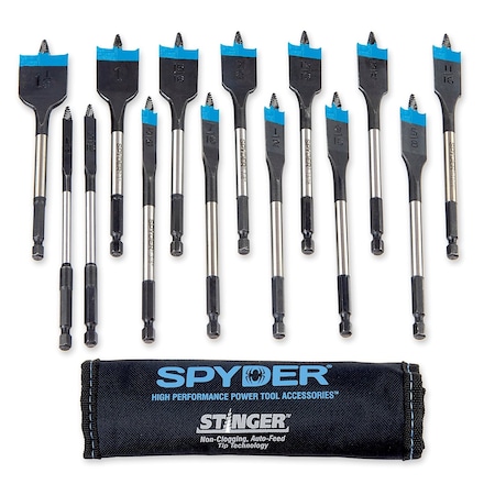 Spyder Stinger 14pc Spade Bit Set with Pouch 11001