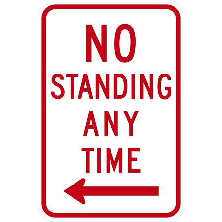 Lyle No Standing Any Time (left arrow), 12x18, Engineer Grade, White G-3754-EG_12x18