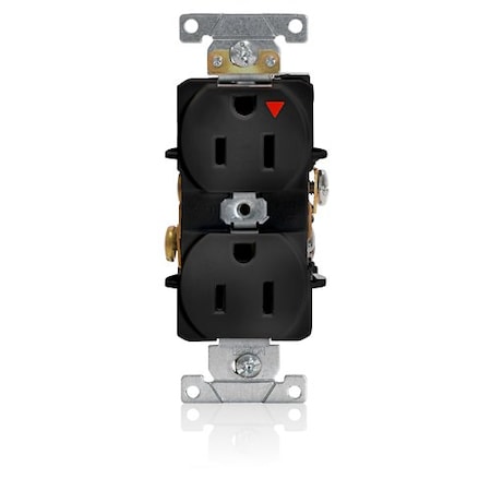 Leviton Duplex Receptacle Outlet, 15A, Black, 125V 5262-IGE