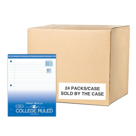 Roaring Spring Case of Loose Leaf Paper, 150 sht/pk, 8"x11", College Ruled Filler Paper w/Margin, 3-hole Punched 83933cs