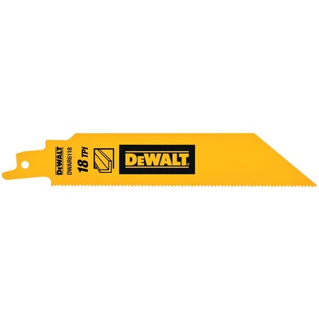 Dewalt Reciprocating Saw Blade, L:6, TPI:18, PK5, Straight DWAR6118