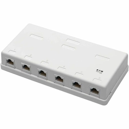 Eaton Tripp Lite Series Pre-Configured Unshielded Cat6 6-Port Surface-Mount Box, 110 IDC, RJ45, White N236-006-WH