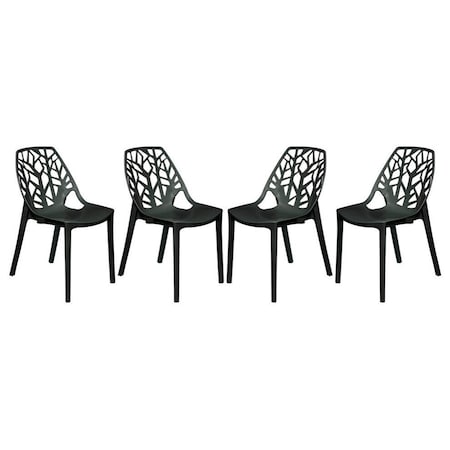 Leisuremod Modern Cornelia Dining Chair, Solid Black, 4PK C18SBL4