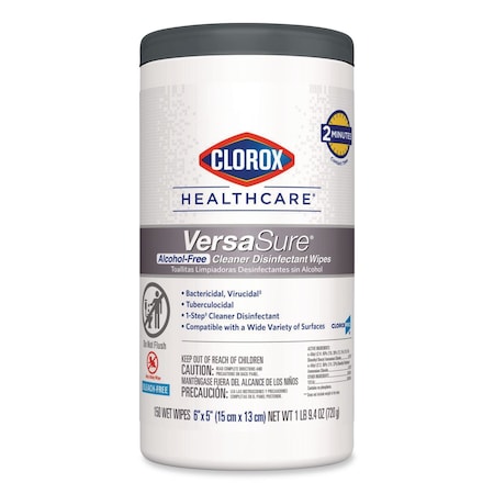 Clorox VersaSure Cleaner Disinfectant Wipes, 1-Ply, 6 x 5, Fragranced, White, 150 Towels Wipes 31758EA