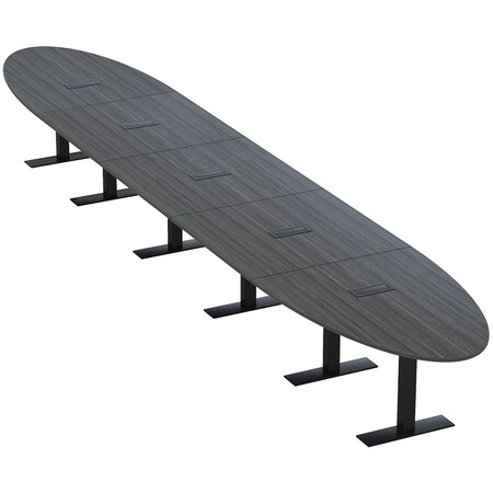 Skutchi Designs 22ft Oval Conference Table With Power | Harmony Series | 20 Person Meeting Room Table HAR-OVL-48X264-T.BK-WA7949-EBLK