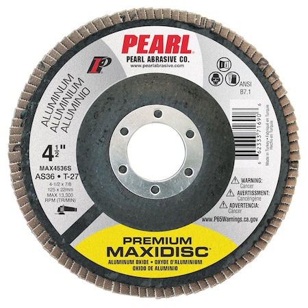 Pearl Silver Line Maxidisc For Aluminum 4-1/2 x 7/8 A36 T-27 MAX4536S