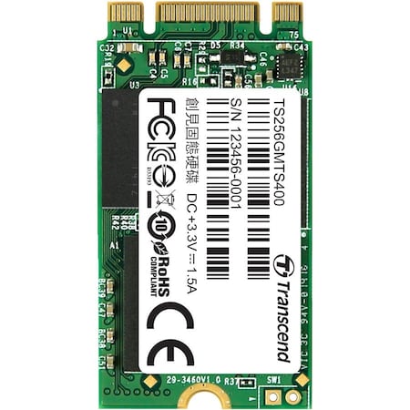 Transcend Information SSD/256GB, M.2 2242 SSD, SATA3, MLC / 40.0mm x 22.0mm x 3.5mm / lesen: 560MB/s, schreiben: 160MB/s TS256GMTS400