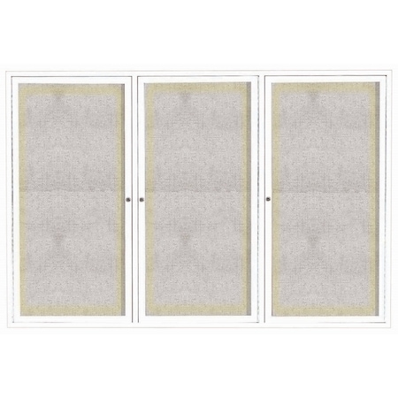 Aarco Outdoor Illuminated Enclosed Bulletin Board w/ Al Frame, Powder Coated White, 48''Hx72''W ODCC4872-3RIW