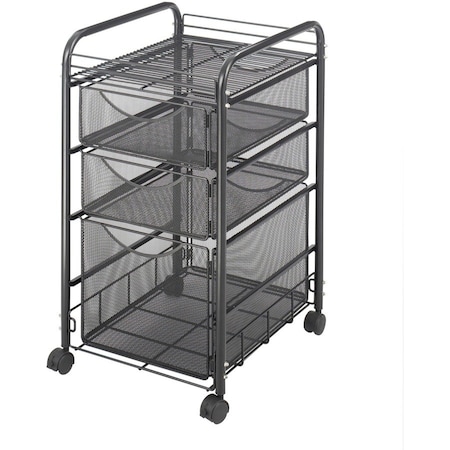 Safco File Cart, w/3 Drawers, Black 5213BL