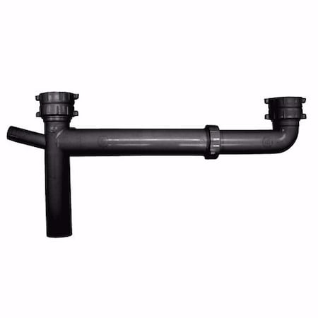 Jones Stephens Universal End Outlet Waste with 3/4in. Branch Dishwasher Connection, Black Plastic P39041