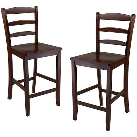 Winsome Trading 94244 Set of 2 24 in. Counter Ladder Back Stool 94244