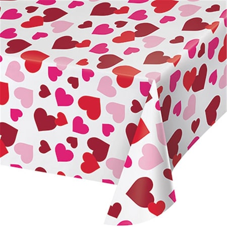 Omg 54 x 102 in. Valentines Day Hearts Plastic Tablecloth OM1572463