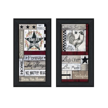 Homeroots Set Of Two Family Wisdom Black Framed Print Wall Art, 2PK 416030