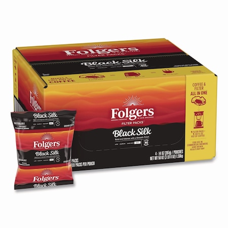 Folgers Coffee, Black Silk, Filter Pack, Caffeinated, Ground, 4.8 lb, 40 PK 2550000016