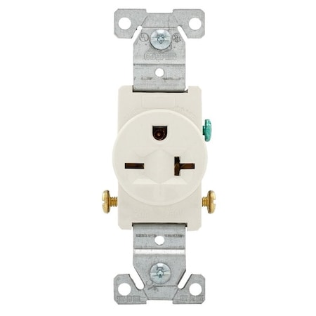 Eaton Wiring Devices Straight Blade Receptacle, 6-20R, 20 A, 250V AC, 2 Pole, 3 Wire, Flush Mount, Grounded 1876LA